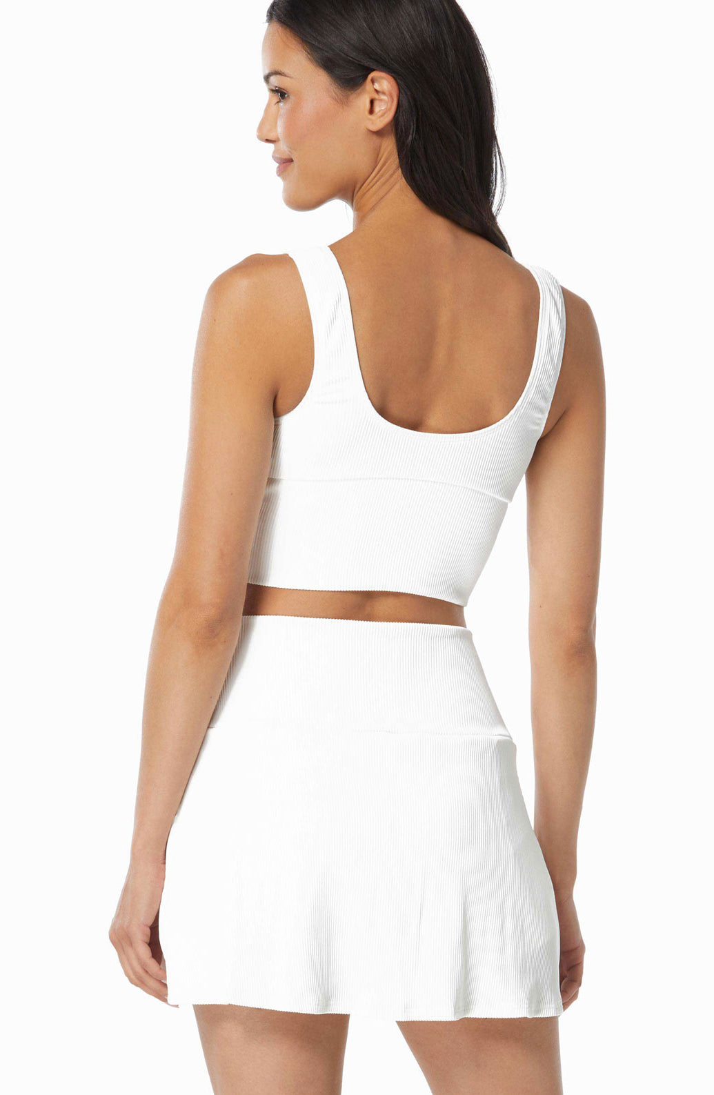 Beach House Sport: Solid Ribbed Bala Crop Top - WHITE