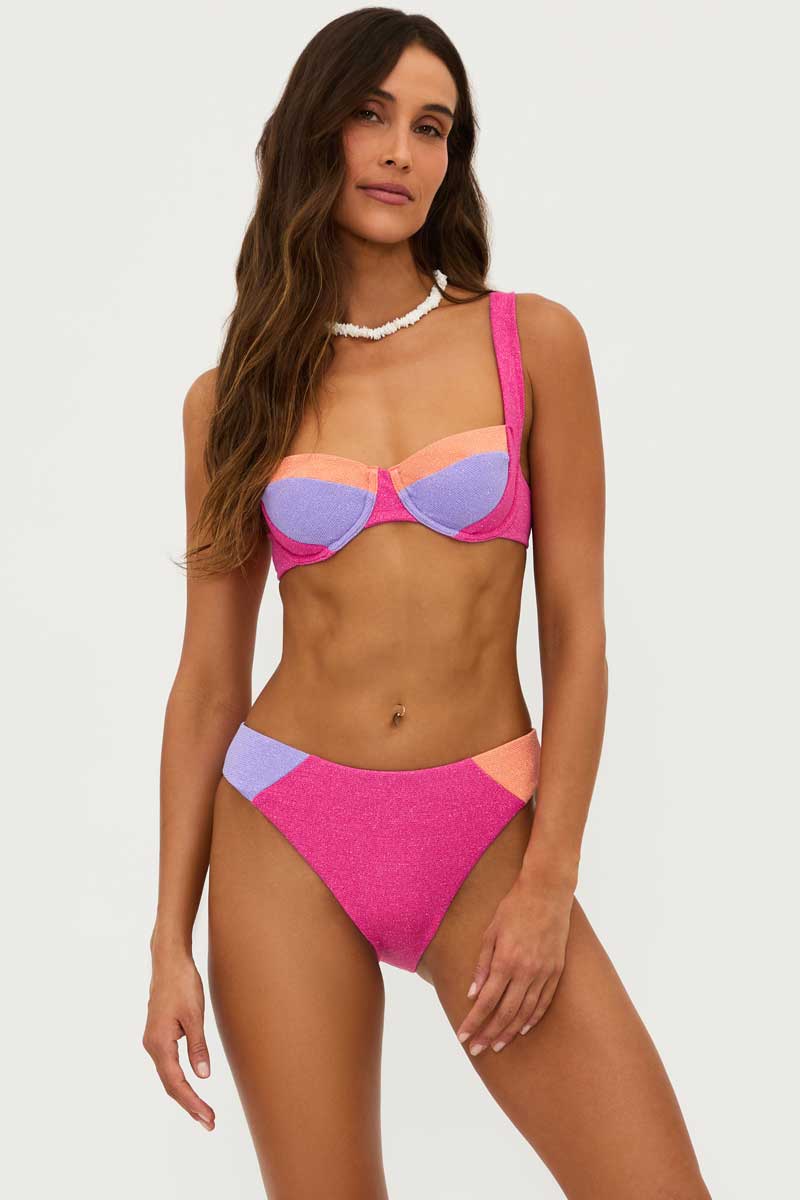 Beach Riot: Coral Bay Brooks Colorblock Scrunch Underwire Bra Bikini Top