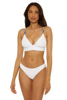 Becca: Modern Edge Solid Mira Rib Banded Triangle Bikini Top