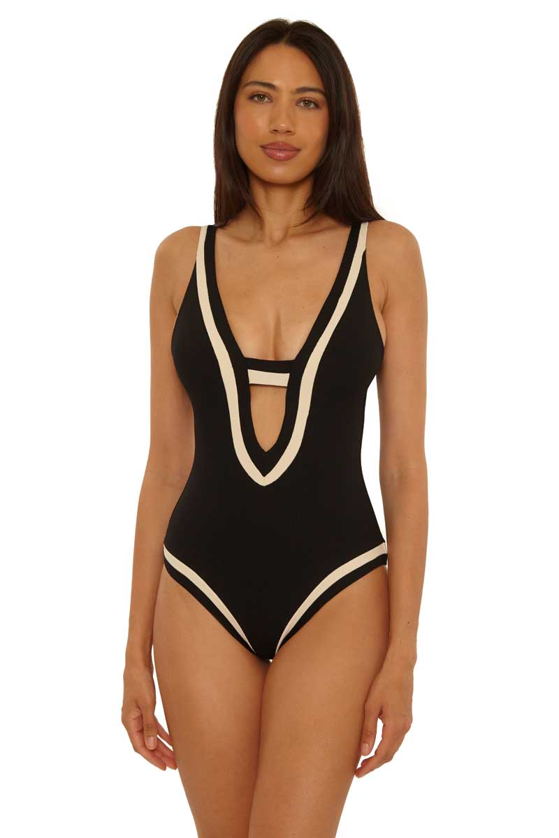 Becca: One Piece Coast Line Plunge Swimsuit