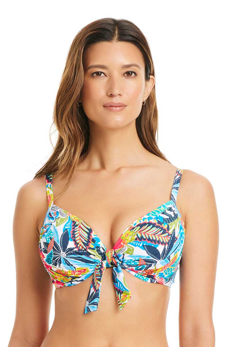 Bleu: Living Is Easy Tie Front D-DD Cup Bikini Top