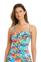 Bleu: Living Is Easy Twist Bandeau Tankini Top