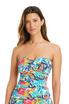 Bleu: Living Is Easy Twist Bandeau Tankini Top