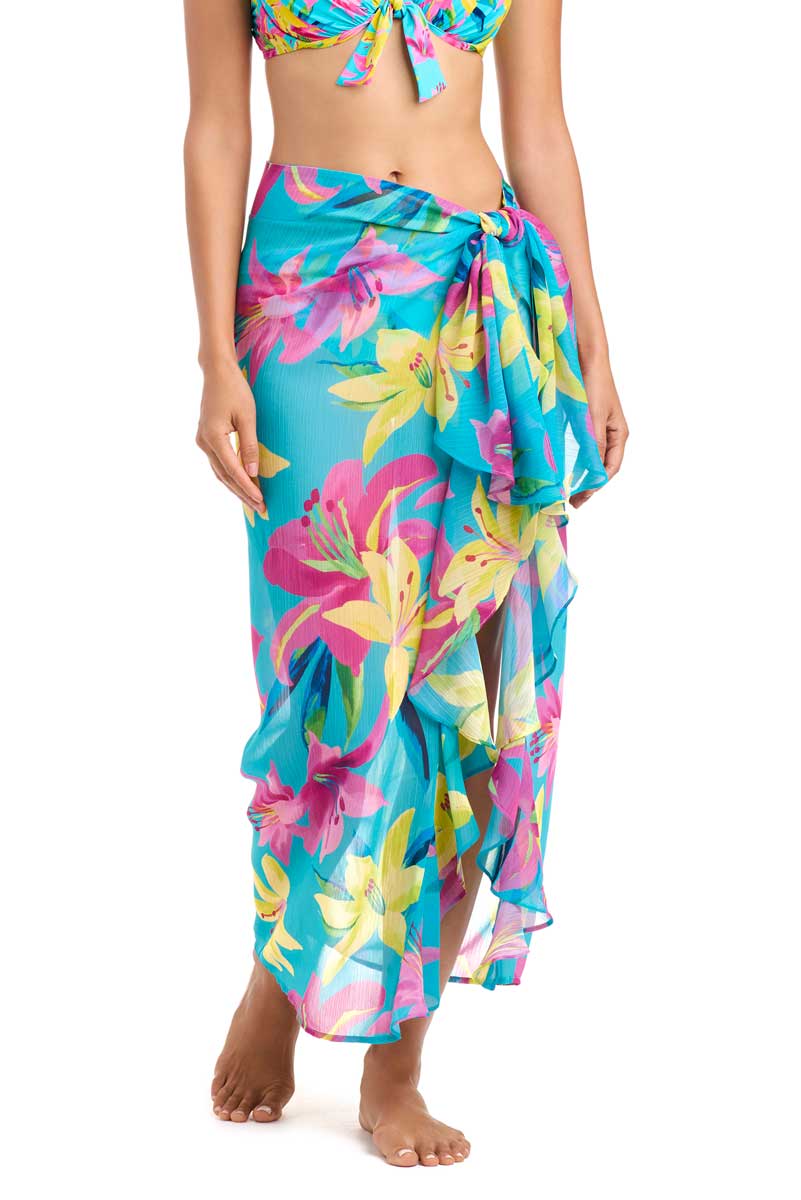 Bleu: Lush Life Ruffle Sarong Cover Up