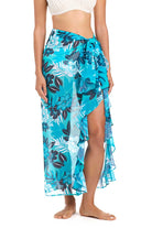 Bleu: Moody Blooms Ruffle Sarong Cover Up
