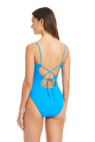 Bleu: One Piece Do It Sexy Solid Laceback Tank Mio Swimsuit - BLVDBLEU