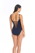 Bleu: One Piece Get Knotty Solid Draped Mio Swimsuit