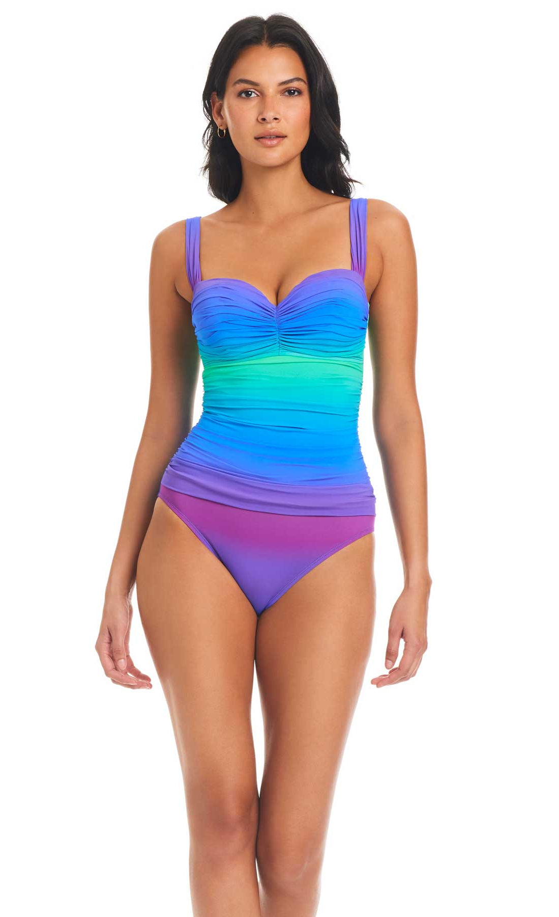 Bleu: One Piece Heat Of The Moment Shirred Bandeau Swimsuit