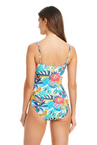 Bleu: One Piece Living Is Easy Shirred Bandeau Swimsuit