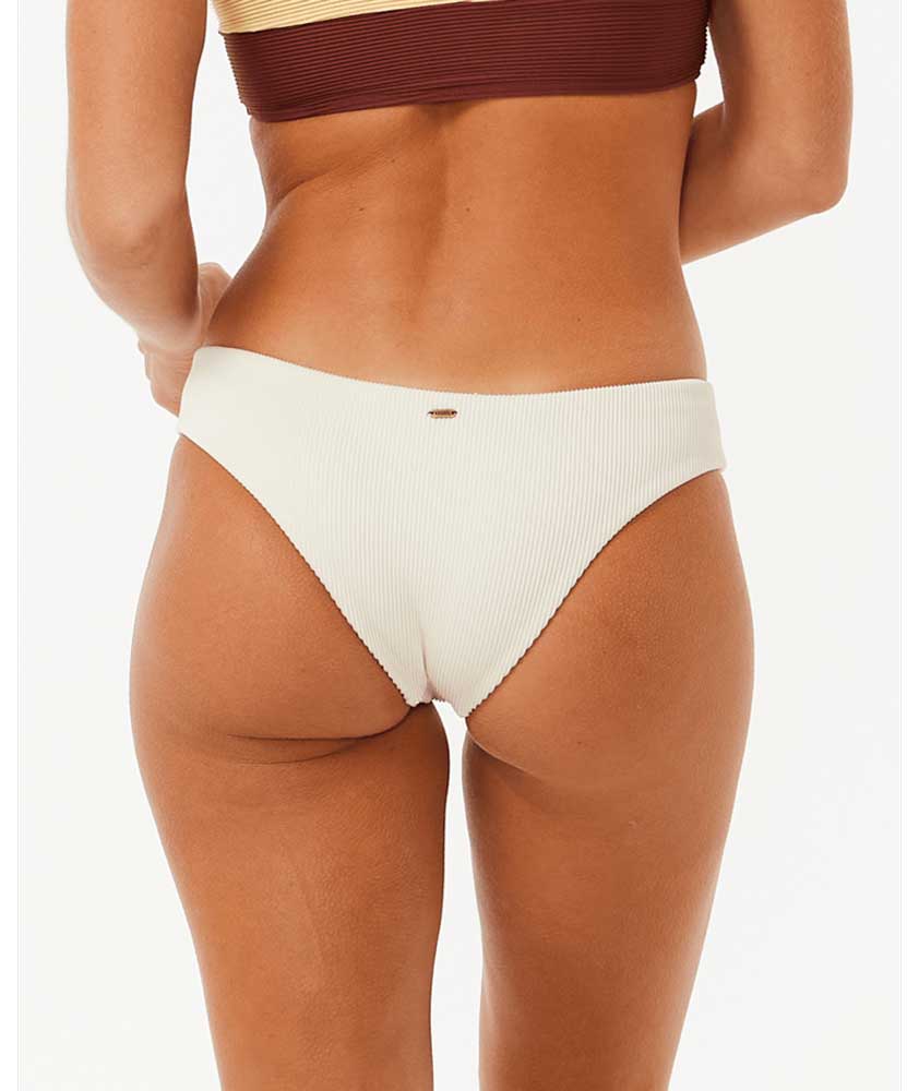 Rip Curl: Block Party Spliced Cheeky Hipster Bikini Bottom - BONE