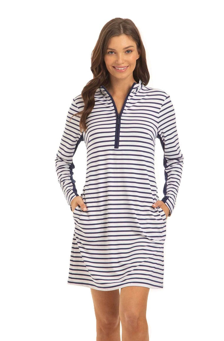 Cabana Life: Essential Navy Stripe 1/4 Zip Sport Dress