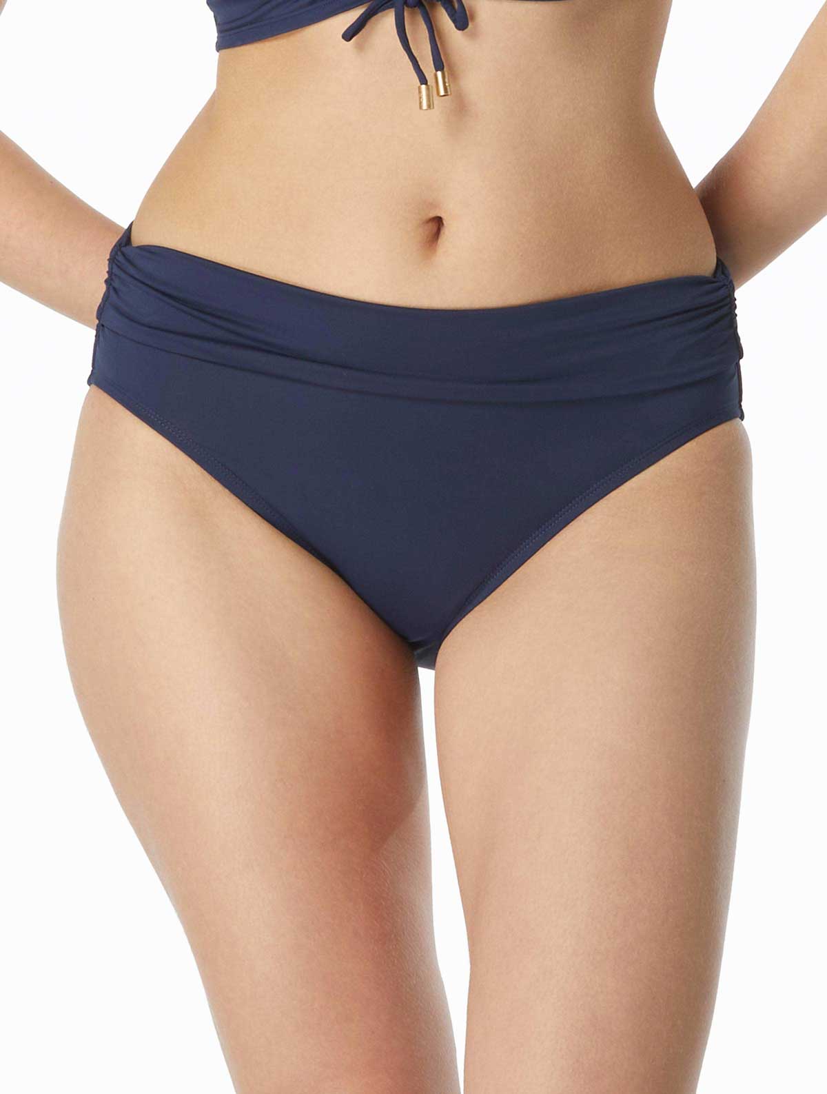 Coco Reef: Classic Solids Rollover Bikini Bottom - NAVY