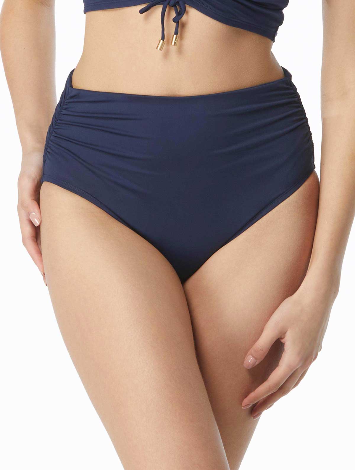 Coco Reef: Classic Solids Rollover Bikini Bottom - NAVY