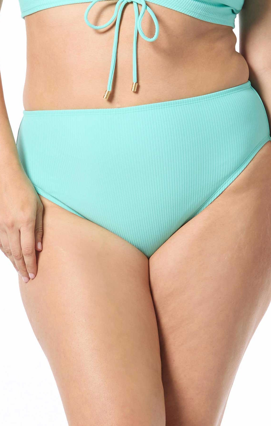 Coco Reef: Rib Solids Shirred High Waist Bikini Bottom
