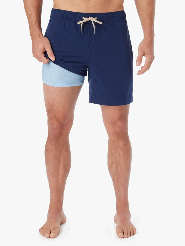 Fair Harbor: Bayberry Seersucker 7" Volley Trunk