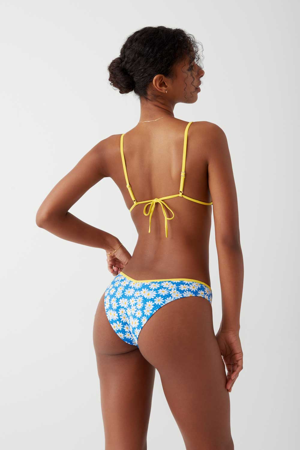 Frankies Bikinis: Blue Daisy Lumia Triangle Bikini Top