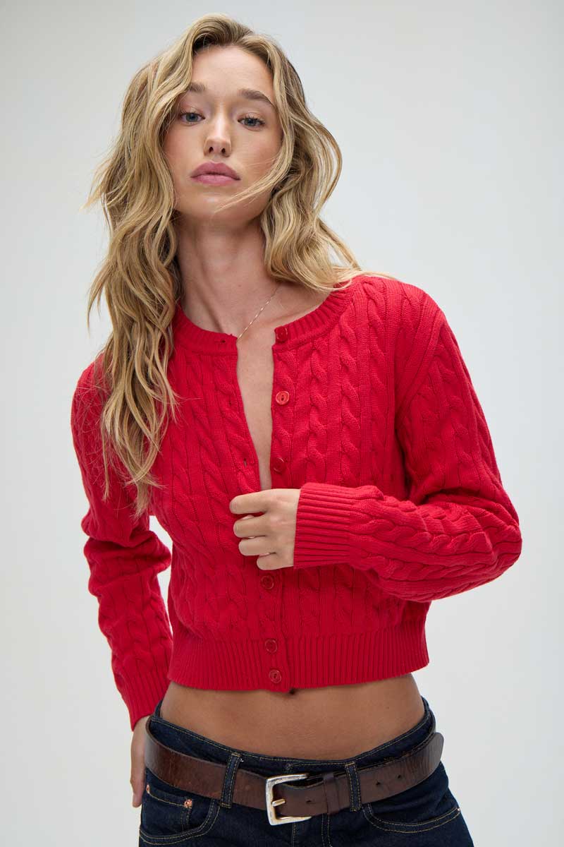 Frankies Bikinis: Dudley Cable Knit Cardigan