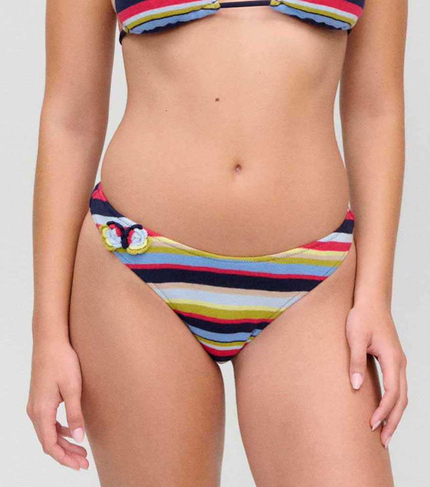 Frankies Bikinis: Retro Rainbow Dove Knit Classic Bikini Bottom