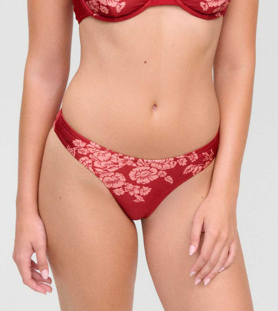 Frankies Bikinis: Scarlet Rose Dove Satin Classic Bikini Bottom