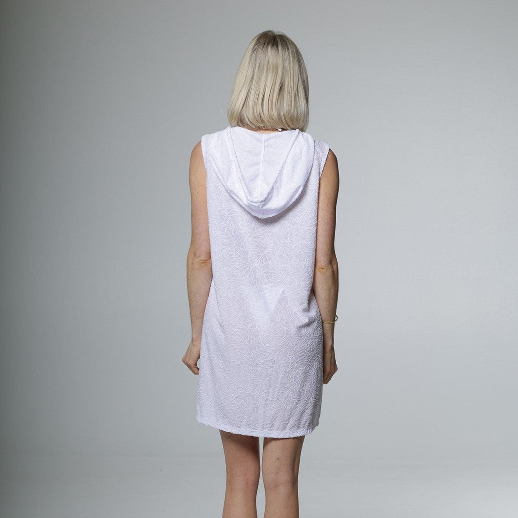 J.Valdi: Palm Leaf Terry Sleeveless Full Zip Hoodie