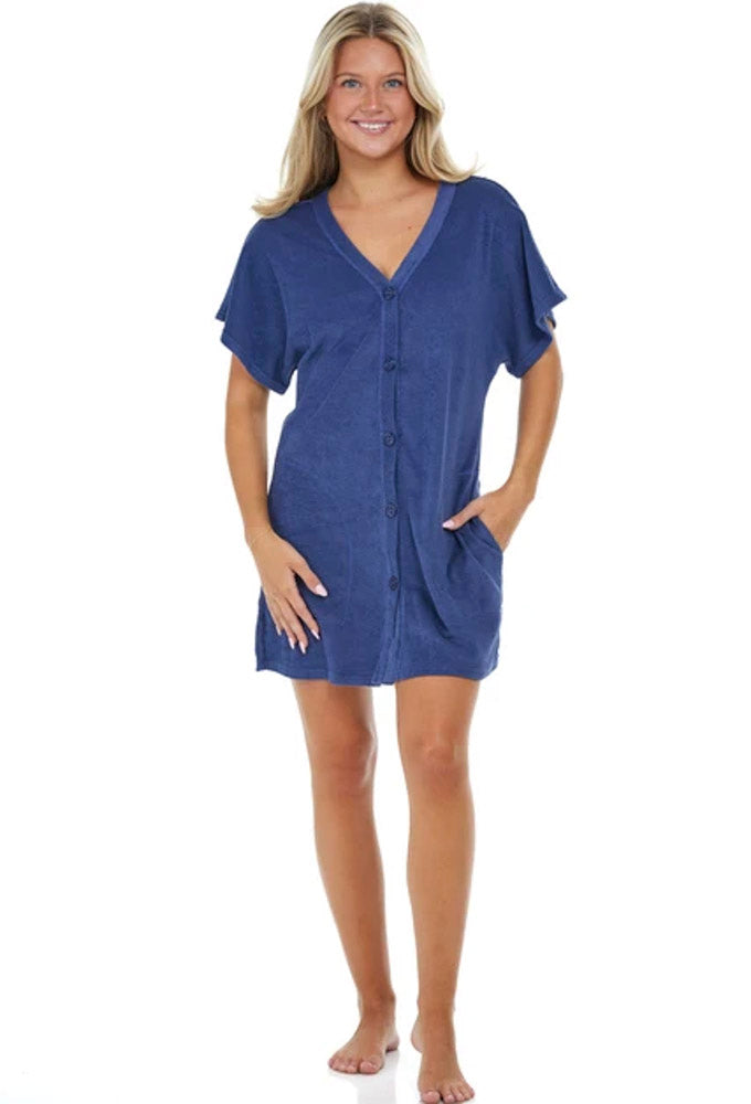 Jordan Taylor: Terry Short Sleeve Button Front Tunic