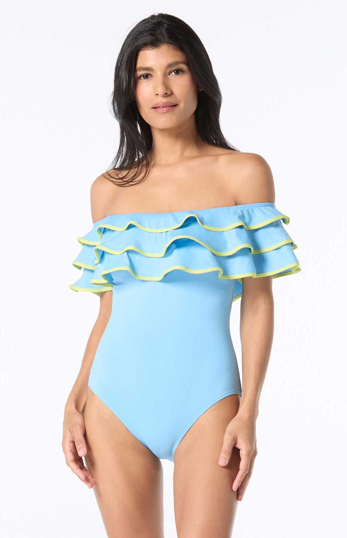 Kate Spade: One Piece Ruffle Off The Shoulder Swimsuit