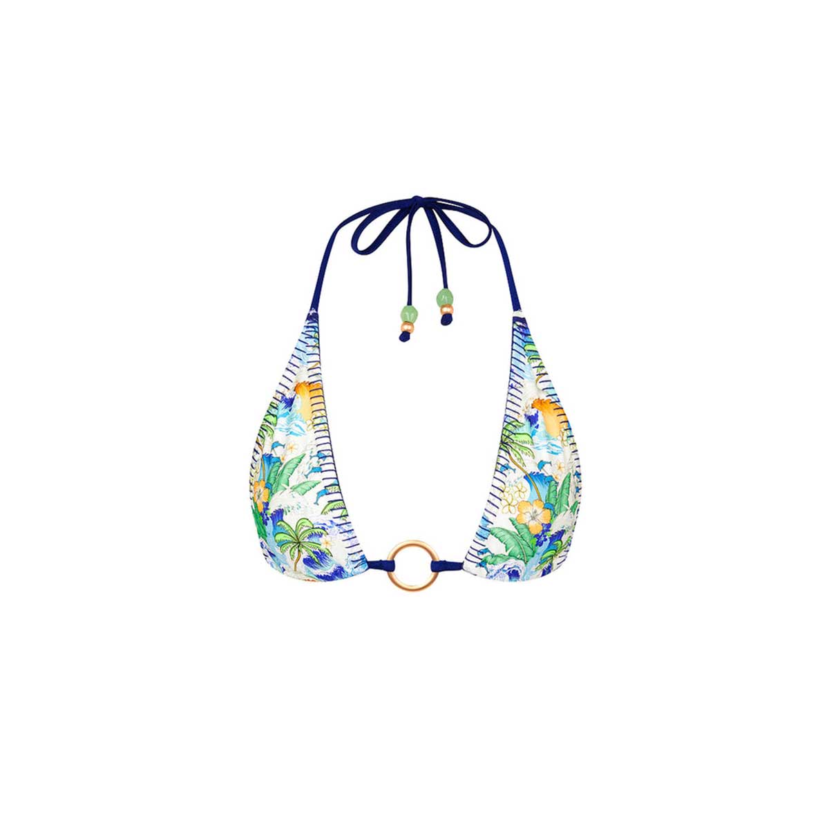 Kulani Kinis: Blue Crush Lace Stitch Ring Halter Bikini Topi