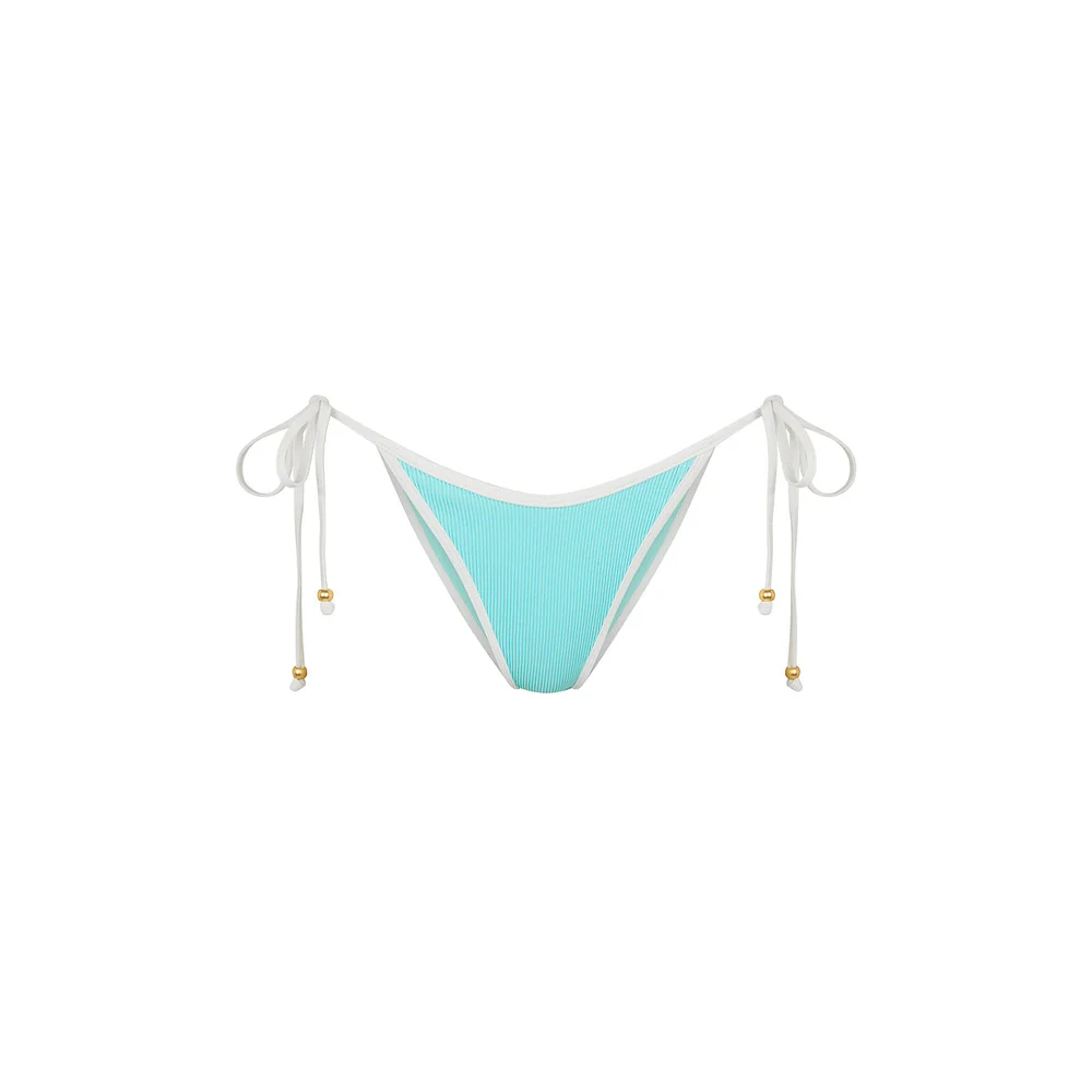 Kulani Kinis: Calypso Blue Bind Dipped Cheeky Tie Bikini Bottom