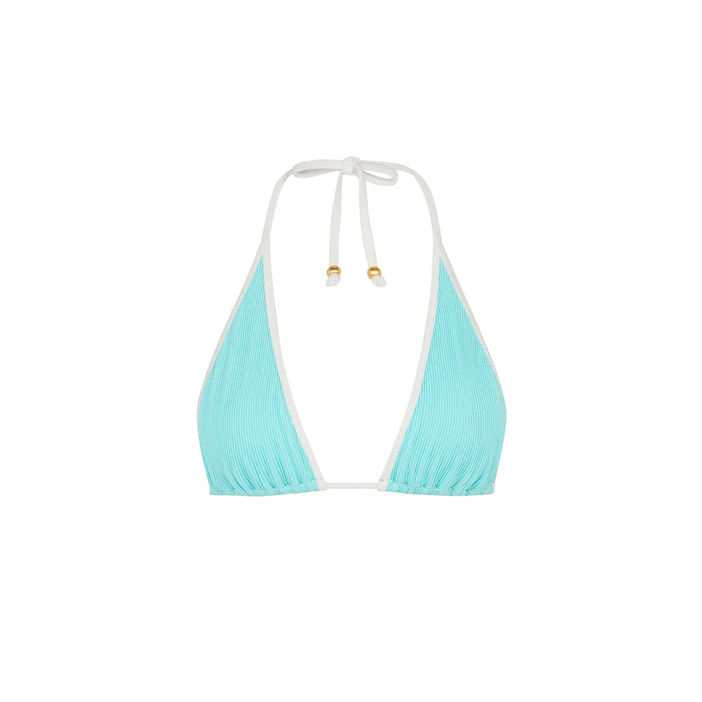 Kulani Kinis: Calypso Blue Bind Triangle Halter Bikini Top