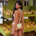 Kulani Kinis: Hula Honey Decorative Panel Halter Bikini Top