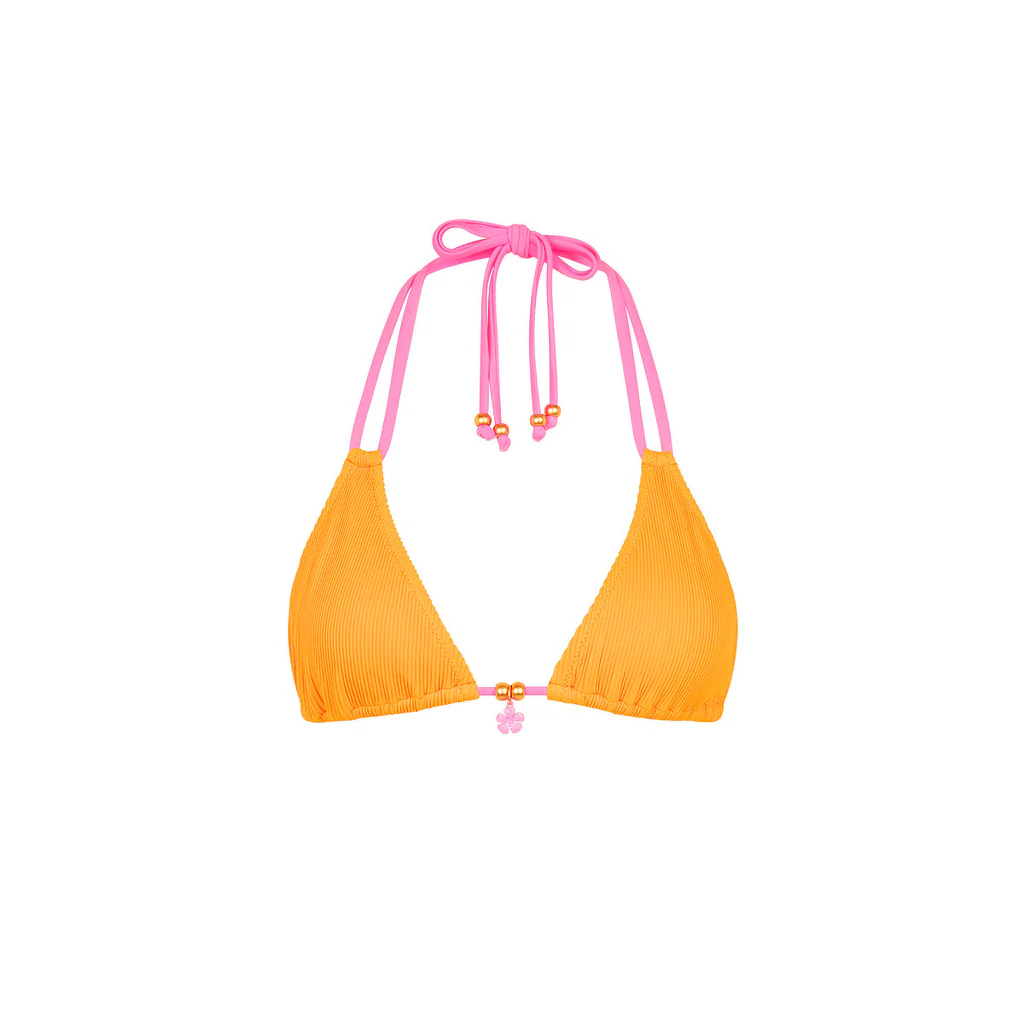 Kulani Kinis: Peach Pop Halter Bralette Bikini Top