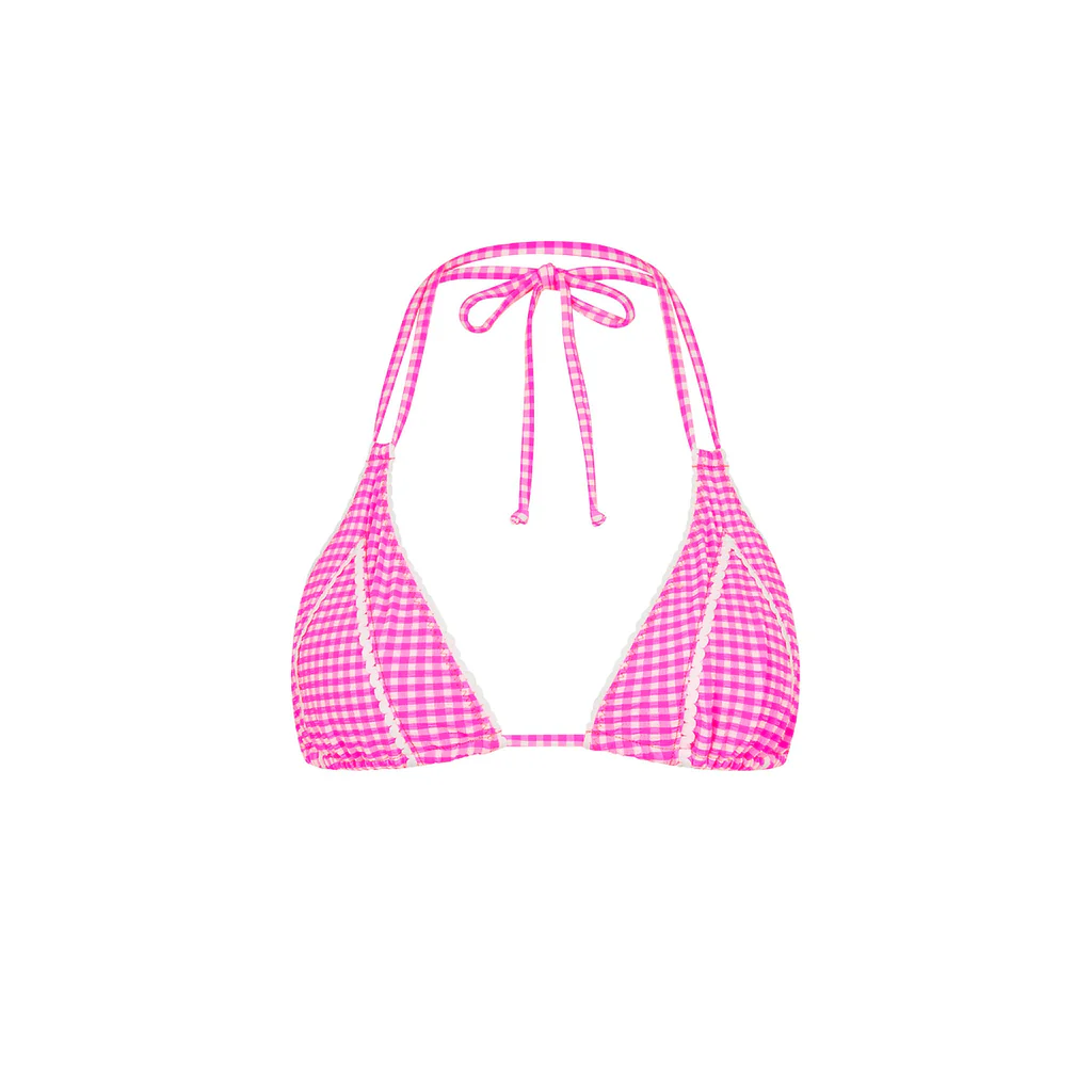Kulani Kinis: Pink Diva Decorative Panel Halter Bikini Top