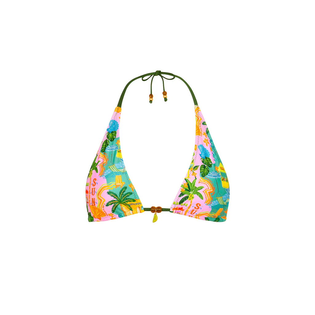 Kulani Kinis: Sunlit Spritz Classic Tie Halter Bikini Top