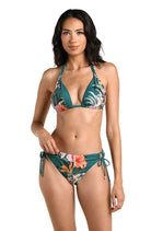La Blanca Courtyard Palms Triangle Bikini Top in Jungle