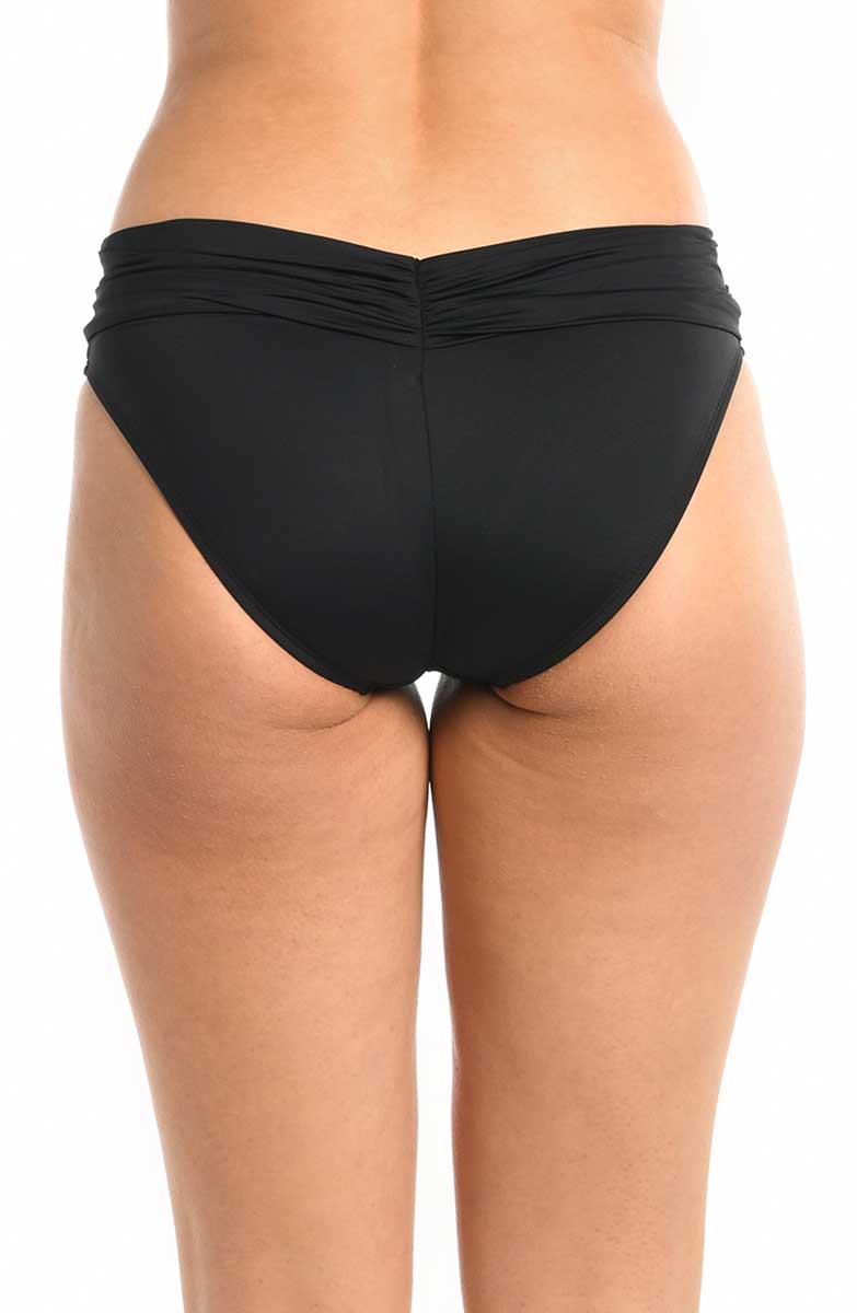 La Blanca: Island Goddess Shirred Band Hipster Bottom - BLACK