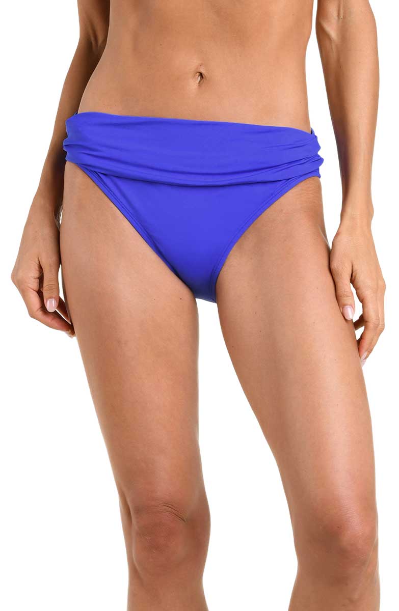 La Blanca Island Goddess Shirred Band Hipster Bottom in Cobalt