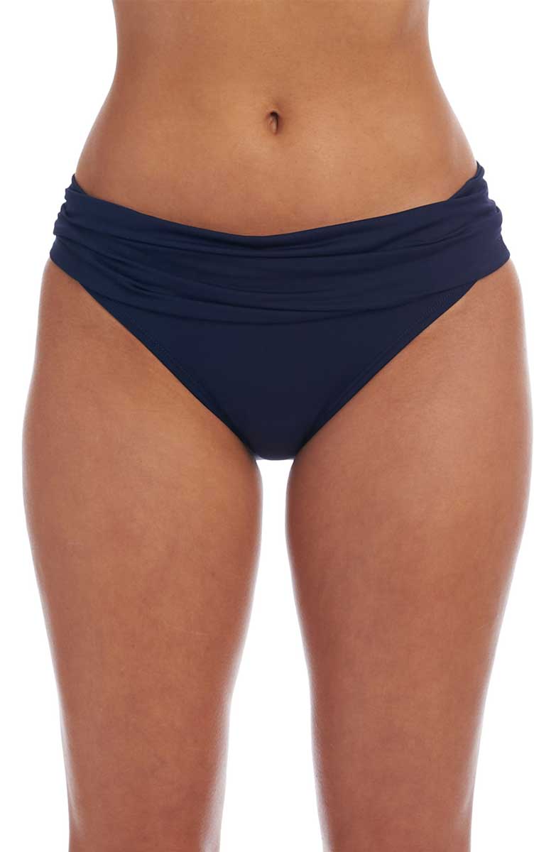 La Blanca: Island Goddess Shirred Band Hipster Bottom - INDIGO BLUE
