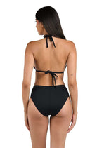 La Blanca: Island Goddess Solid Halter Triangle Top - BLACK