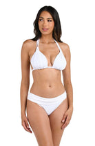La Blanca: Island Goddess Solid Halter Triangle Top - WHITE