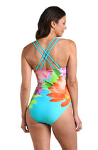 La Blanca: One Piece Sunset Botanica Underwire Multistrap Keyhole Swimsuit