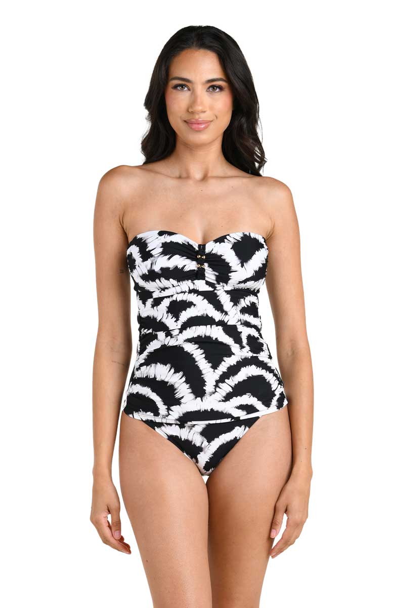 La Blanca: Woven Shadows Bandeau Tankini Top