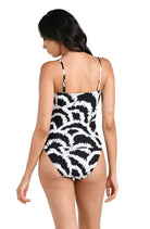 La Blanca: Woven Shadows Bandeau Tankini Top