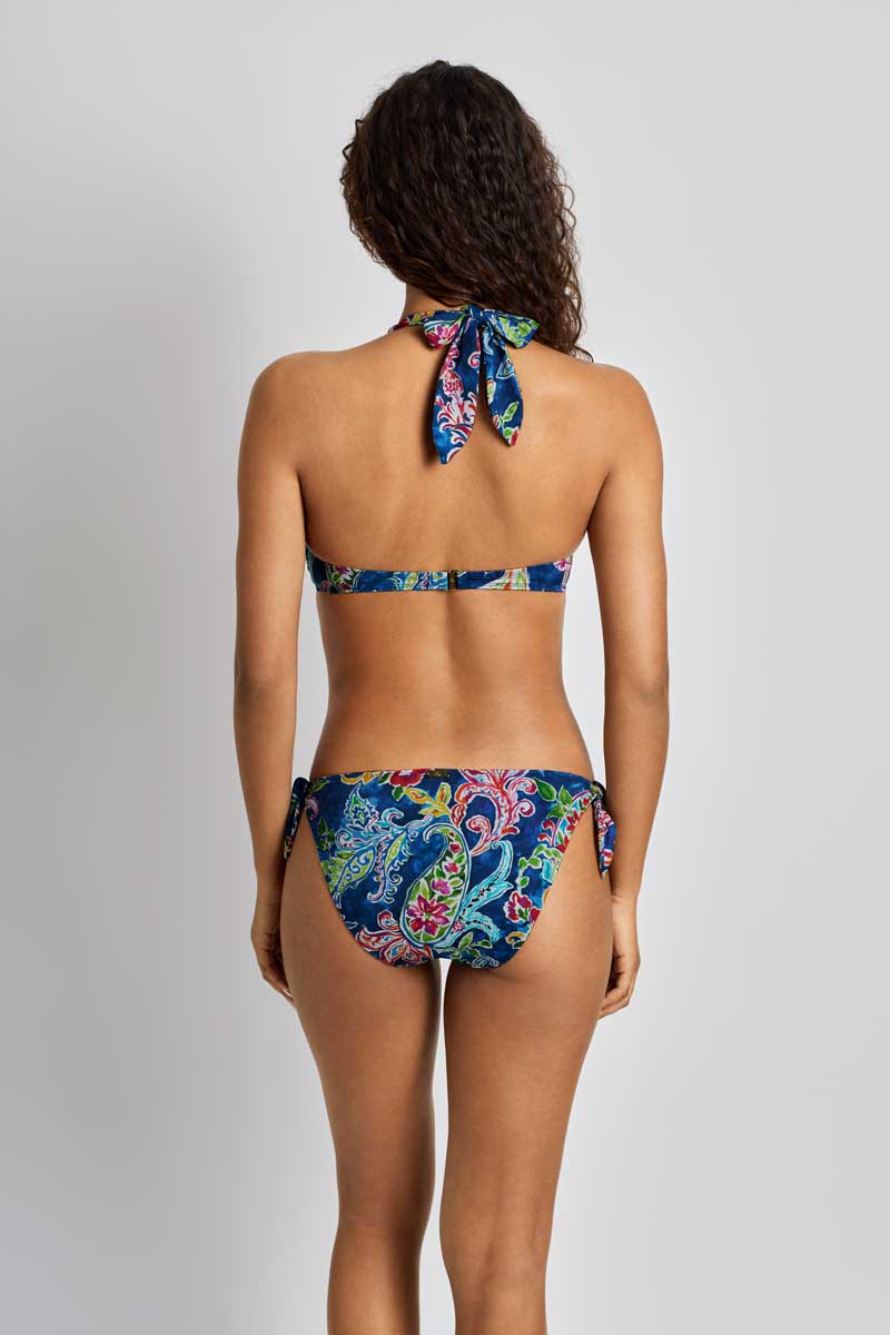 Lauren: Coastal Paisley Tie Front Halter Bra Top