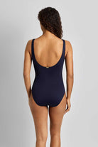 Lauren One Piec Beach Club Solids Ring Underwire Swimsuit - DK NAVY