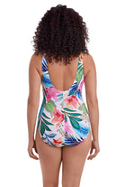 Londitude: One Piece Midnight Long Torso Ruffle Front Surplice Swimsuit