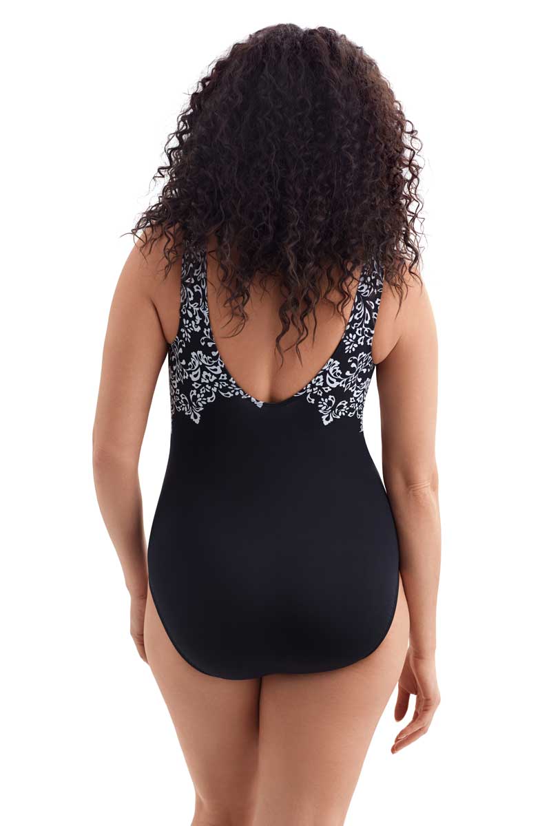 Longitude: One Piece Garland Edge Scoopback Highneck Swimsuit