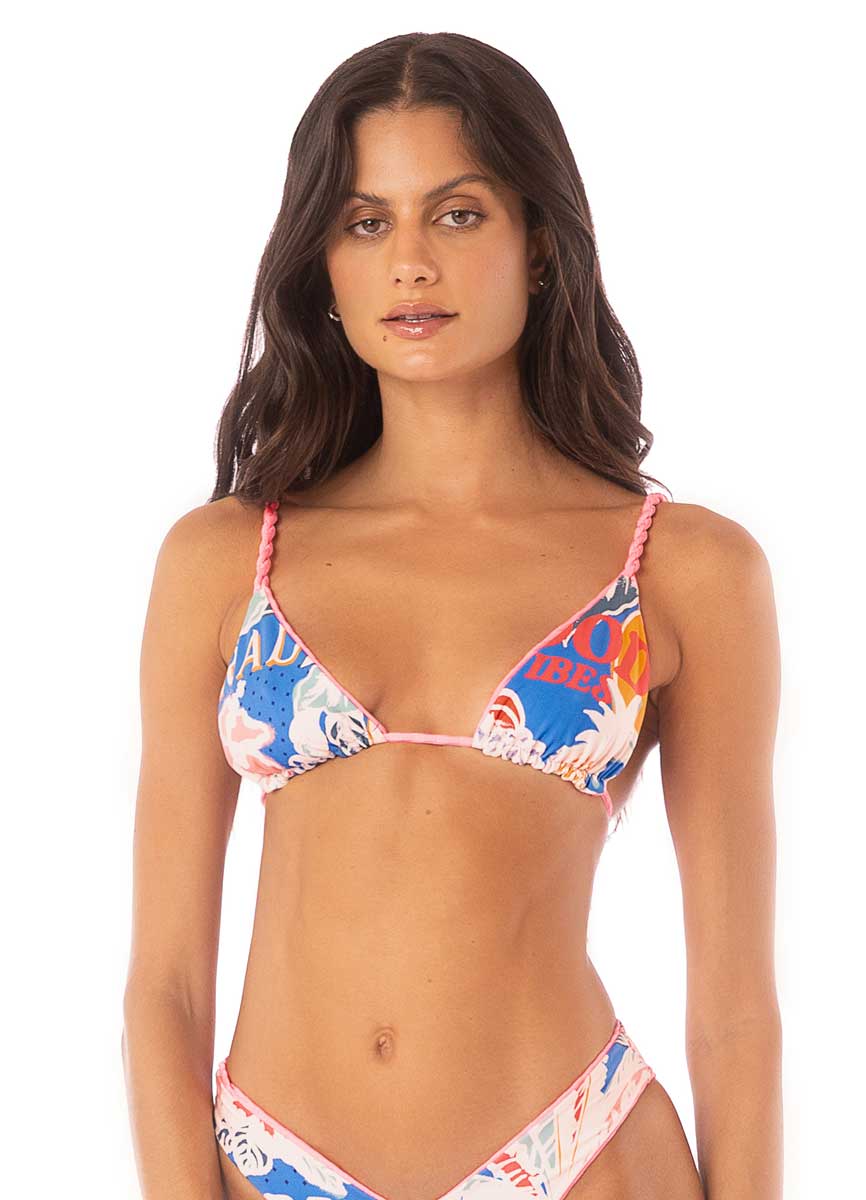 Maaji: Taffy Pink Upbraid Slide Triangle Bikini Top