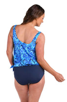 Maxine: Artisan Ikat Banded Scoop Blouson Tankini Top