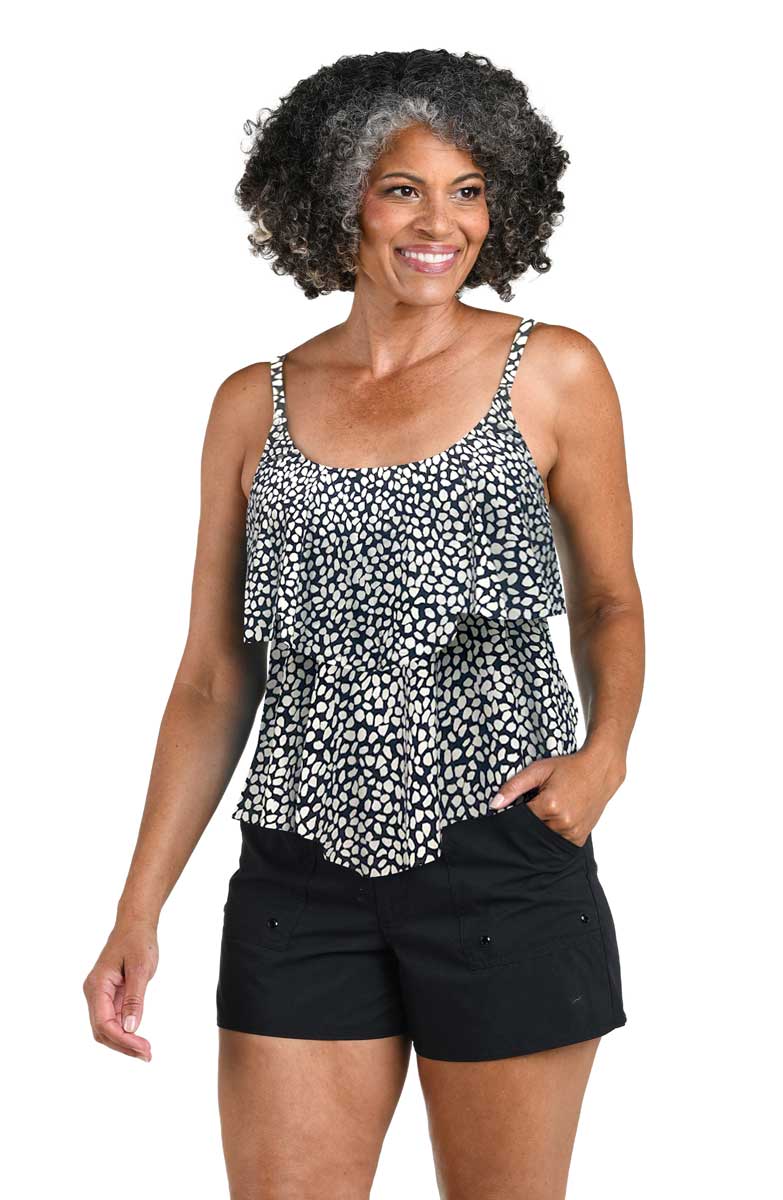 Maxine: Dot Mosaic Two Tiered Tankini Top