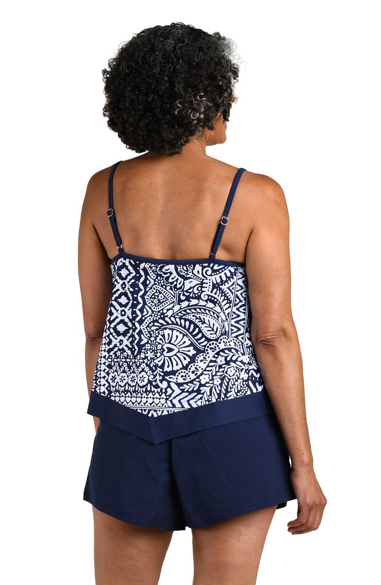 Maxine: Island Bohemia Flutter Hem Tankini Top